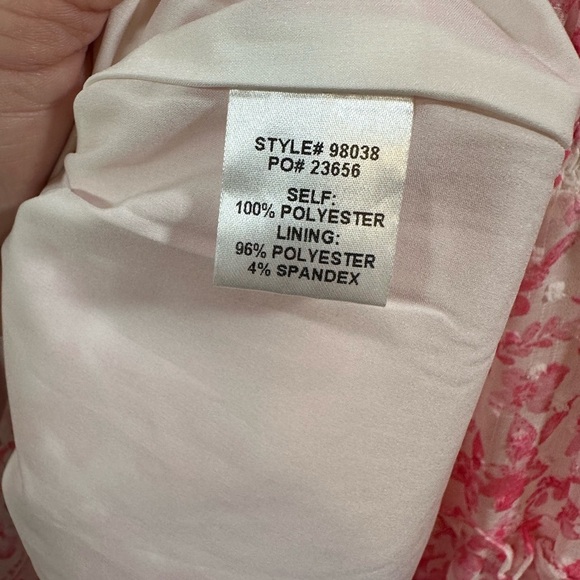 Skies Are Blue Spring Forward Floral Tiered Dress Pink Chiffon Lined Pink White - Picture 4 of 5